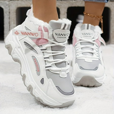 FLTHDD Plush Warm Thick Snow Boots Cotton Shoes All-match Leisure Home Outdoor Sports Hiking Shoes