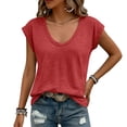 thumbnail image 6 of DYTTDG Women's Cap Sleeve Tank Top, Deep V Neck Loose Fit Top, Solid Color Summer Casual Tee, 6 of 8