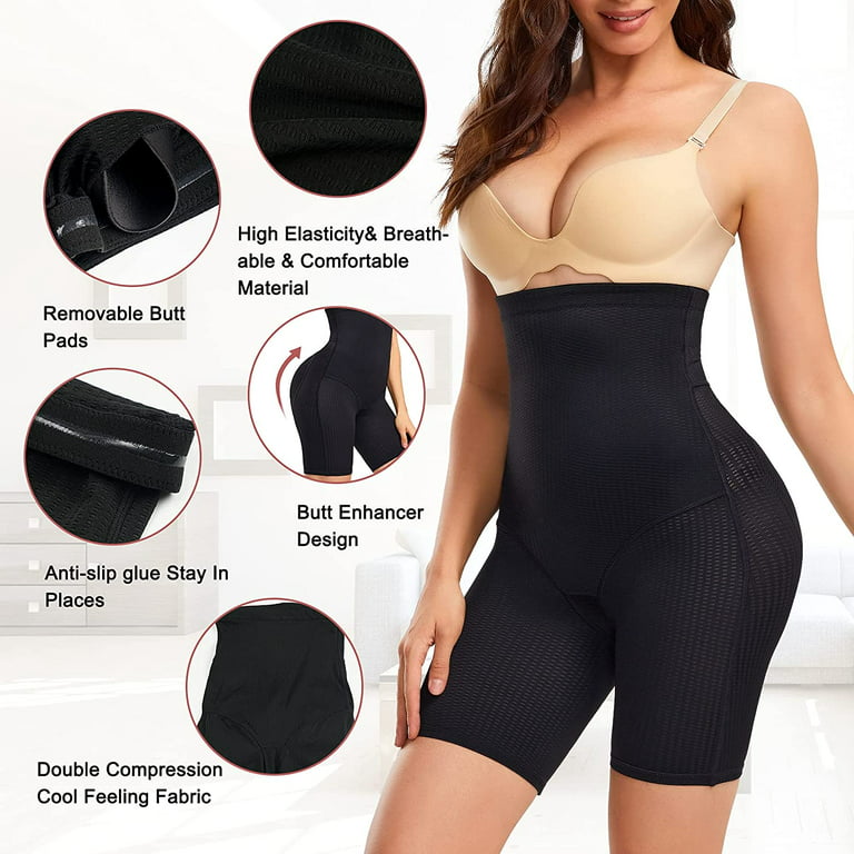 Irisnaya Shapewear Bodysuits for Women Padded Butt Lifter Seamless High  Waist Trainer Slim Panties Tummy Control Body Shaper Hip Enhancer Thigh( Black XX-Large) 