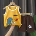 thumbnail image 6 of Toddler Boys' Short Sets 3T Boys Summer Clothes Kids Summer Funny Letter Outfits Shirt Short Sets Toddler Boy Clothes Gibobby(5-6 Years,Yellow), 6 of 9
