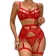 thumbnail image 1 of Gibobby Ropa interior mujer sexy Conjunto de Liguero con Sujetador de Encaje, Lencería Elegante y Exquisita para Mujer para Noche de Bodas, Luna de Miel y Más(Rojo, XG), 1 of 5