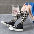 thumbnail image 5 of Fotbe Black and white houndstooth print Women's Men's Novelty Crew Socks Cotton Socks Knee High Socks for Walking,Running,Nurses,Pregnancy, 5 of 6