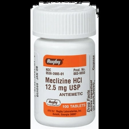 Rugby Meclizine HCl Antiemetic Caplets, 12.5 mg, 1000 Count