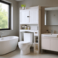 thumbnail image 3 of Aiho 70.3" Over the Toilet Storage Cabinet White with Adjustable Shelves & Hooks Bathroom Laundry Space Saver, 3 of 10