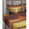 thumbnail image 2 of Ambesonne Hawaiian Fitted & Top Sheet Set with Shams, Beach Sunset Coast, Dark Orange Orange, 2 of 4