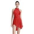 thumbnail image 1 of YONGHS Costume de Danse Lyrique pour Femmes avec Strass Pailletés Ourlet Asymétrique Justaucorps Robe de Patinage Artistique Rouge P, 1 of 7
