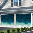 thumbnail image 3 of Teal Ocean Garage Door Cover Banner 6 x 13 FT, Coastal Sea Moire Waves Abstract Ombre Art Garage Door Curtains Backdrop with Grommets for Indoor Outdoor Wall Party Porch Yard Decorations Background, 3 of 9