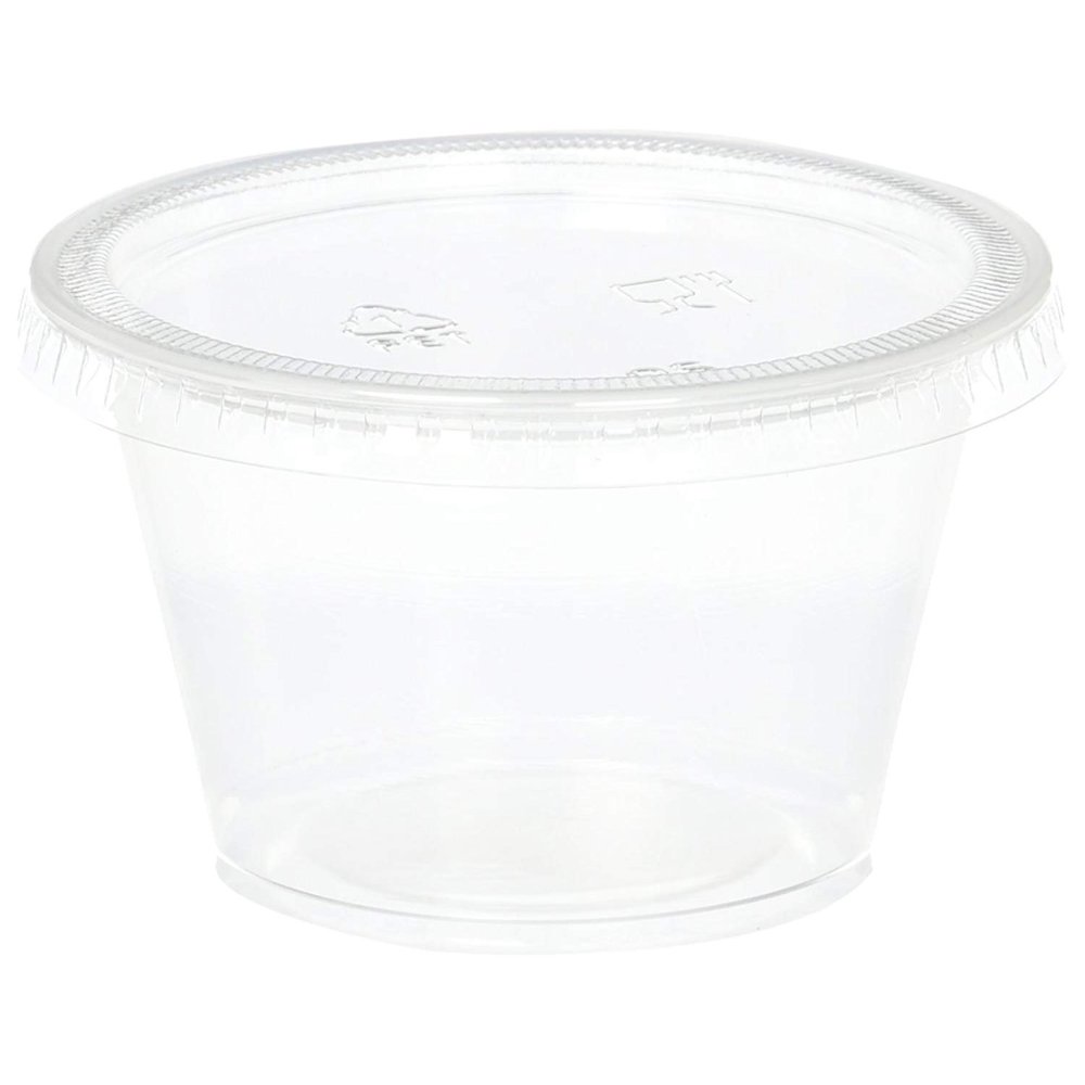 BKIND Disposable 4oz Plastic Condiment Cups with Lids, Sample Cup