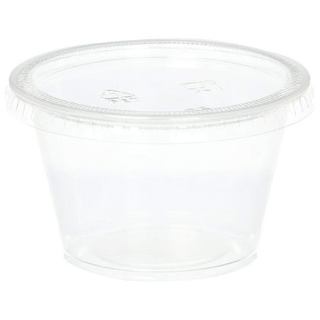 B-KIND Disposable 4oz Plastic Condiment Cups with Lids, Sample Cup, Jello Shot Cups, Salad Dressing, Souffle Portion, Sampling (50, (Best Vodka For Jello Shots)