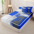 thumbnail image 2 of Homewish Navy Oil Painting Zipper Queen Comforter Set with Fitted Sheet and 2 Pillowcases,Retro Geometric Art Zipper Bedding Set,Black Reversible,4pcs, 2 of 8