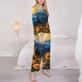 thumbnail image 3 of Honeii Elegant Sunset Sunflower print Women's Pajama Sets Long Sleeve Button Down Sleepwear Nightwear Soft Pjs Lounge Sets-X-Large, 3 of 7