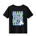 thumbnail image 3 of MEZZALL T-Shirts Multicolores à Motif de Lettres Décontractés pour Enfants, Col Rond, Manches Courtes, Noir, 120, 3 of 5