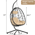 thumbnail image 4 of Wicker Egg Hanging Chair, Indoor Outdoor Swing Egg Chair with Stand, Cushion & Pillow, Hammock Chair Swing with Stand, Hanging Lounge Chair for Patio Backyard Balcony Garden Bedroom, 4 of 9