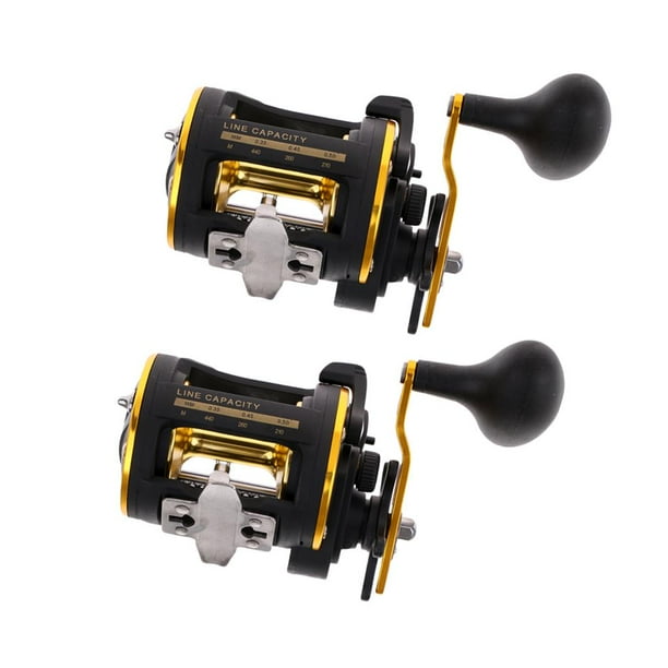 Carretes de mostrador de línea 2x 3BB carrete de con medidor de potencia relación de transmisión 6.0: 1 Cola Carrete de pesca al curricán