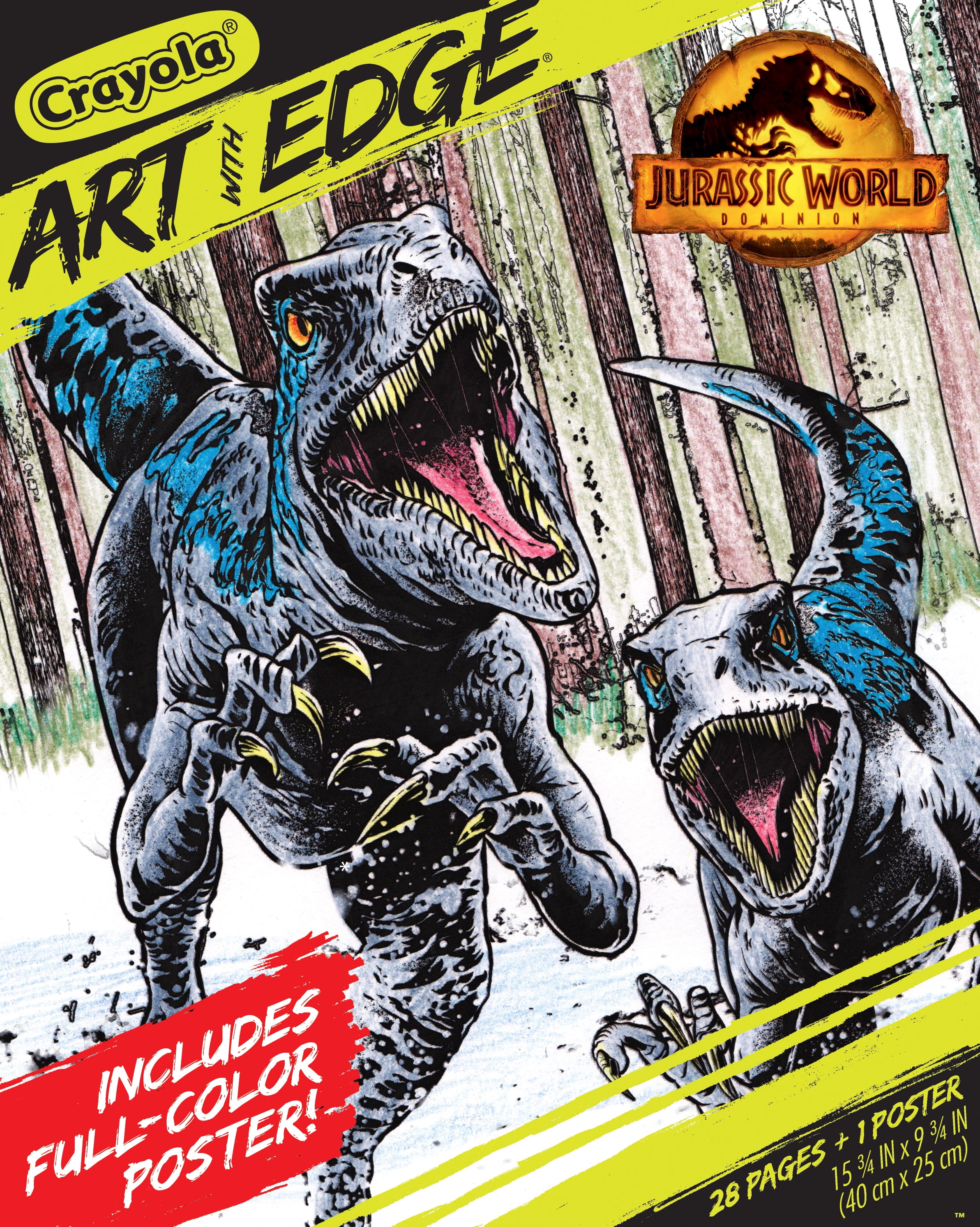 Crayola Jurassic World 3 Coloring Book Pages with Poster, 28 Pages