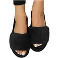 thumbnail image 6 of Fnooota Womens Slide Slippers, Indoor Non Slip Open Toe Soft Sole Fuzzy Slippers Bedroom Shoes Black Size 9-9.5, 6 of 8