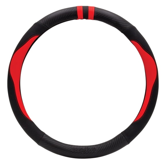 Goodyear Black/Red, 15 in, Sport Design, Comfort Grip Steering Wheel Cover