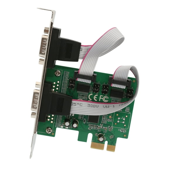 PCI-Express 2-Port DB9 Serial (RS-232) Card, Asix99100 Chipset, Provides RS-232 Serial Ports with  5 or  12 VDC Power Output via COM 1st or 9th pin