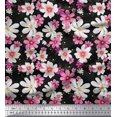 thumbnail image 1 of Soimoi Moss Georgette Fabric Cosmos Floral Printed Craft Fabric by The Yard 42 Inch Wide, 1 of 3