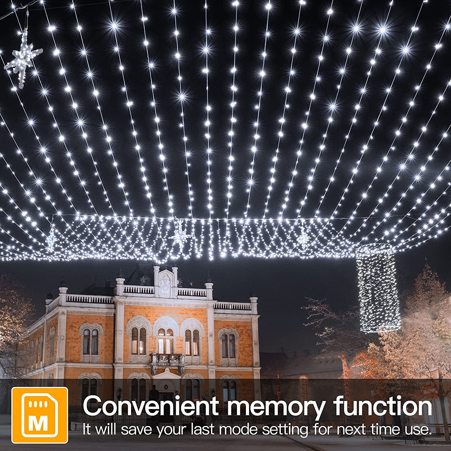 GooingTop 200 LED Christmas Outdoor Lights,Total 108ft Super Bright Christmas Lights Plug in Waterproof with 8 Lighting Modes for Holiday Party Bedroom Christmas Decorations Outdoor( White)