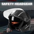 thumbnail image 4 of M Buder Casco De Motocicleta 3/4 Abierto Con Doble Visera Para Ciclomotor Cruiser Certificado De Seguridad Cascos De Moto Para Hombre Y Mujer Negro Brillante Elegante Y Resistente, 4 of 9