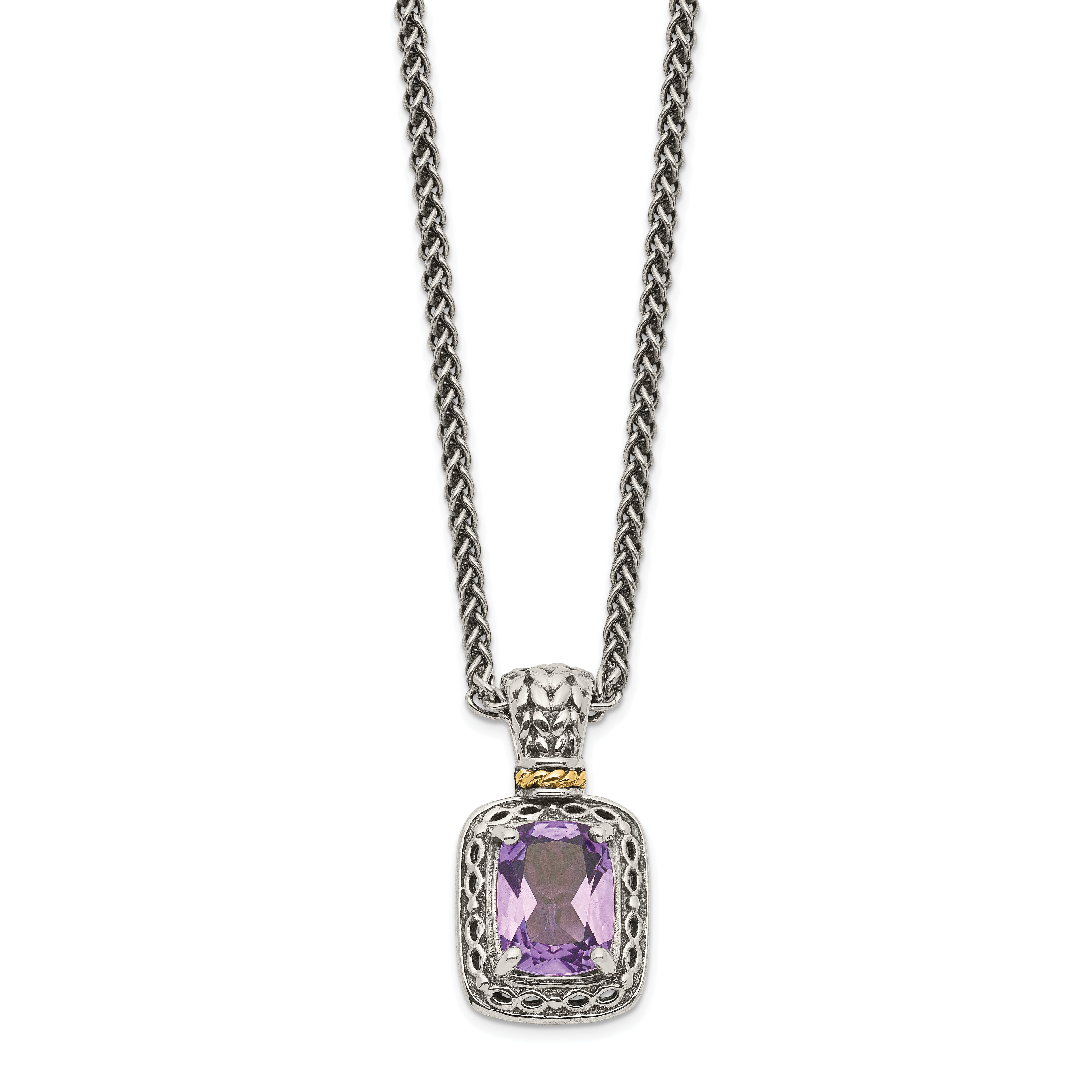 925 Sterling Silver 14k Purple Amethyst Chain Necklace Pendant Charm Gemstone