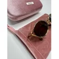 thumbnail image 2 of Miu Miu MU 52Y sunglasses with oval logo, gold frame, tan lenses, with case, 2 of 6