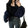thumbnail image 2 of Women Fleece Zip Up Jacket Cute Y2K Winter Warm Trendy Crop Coat Shacket Outerwear Aesthetic Clothes Navy Blue XXL, 2 of 9