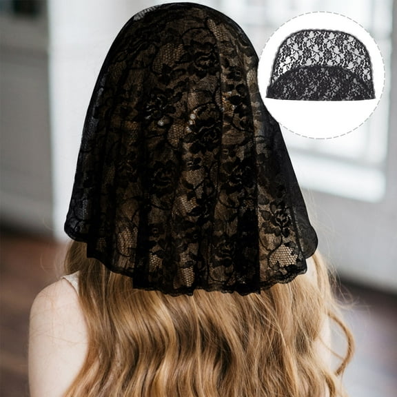 Hytrove Embroidery Lace Bridal Veil 1Pcs Black For Brides Weddings Head Covering