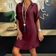 thumbnail image 5 of Camisa Mini vestido elegante para mujer, traje de vacaciones de lino y algodón de media manga (rojo vino XXL) Kuymtek Vino rojo T XXL para Mujer, 5 of 7