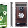 thumbnail image 1 of Shockproof Bumper Phone Case for Google Pixel 6a, with Tempered Glass Screen Protector, by OneToughShield ® - Vintage Payphone, 1 of 4