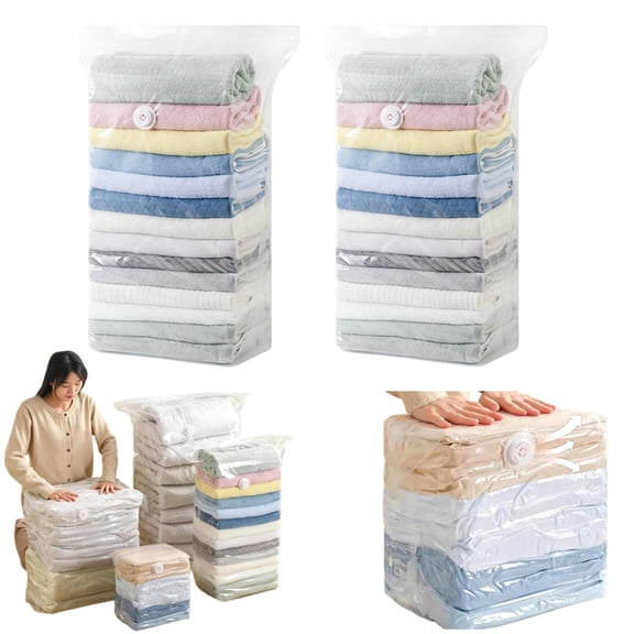 2 PCS Better Life Space Bags, No Pump 3D Vacuum Storage | 2026 New Storage Compression Bags, Large Cube Vacuum Seal Bags, Heavy-Duty Press & Seal for Clothes