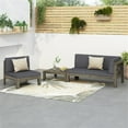 thumbnail image 2 of Noble House Turner Outdoor X-back Grey Finish Cushioned Patio Conversation Set, 2 of 11