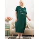 thumbnail image 3 of Women's Plus Size Nightgown Cat Print with Pocket Sleep Dress Sleepwear Dark Green 3X, 3 of 6