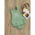 thumbnail image 3 of Biekopu Newborn Baby Rainbow Bodysuit, Buttons Decor Wide Shoulder Straps Romper, Short One-Piece Clothes, 3 of 9