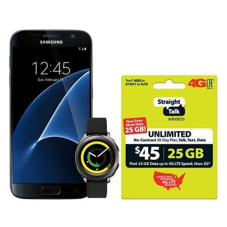 Straight Talk Galaxy S7 32GB Gear Watch Bundle with $45 Service (Best Wireless Cell Phone Service)