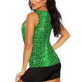 thumbnail image 3 of Fuzoiu Shiny round green sequins Print Women's Workout Tank Top,Athletic Racerback Sports Tank,Tops Sleeveless Running Loose Fit Yoga Tops,Active Shirts for Yoga, Running, and Gym-XX-Large, 3 of 7