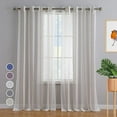 thumbnail image 2 of Sheer Curtains Long for Living Room Bedroom, Bathroom Curtain Window Grommet Voile Drapes, Stripe Farmhouse Curtains Faux Linen Window Treatments Semi Curtain, Beige, 52"X63", 2 Panels, 2 of 7