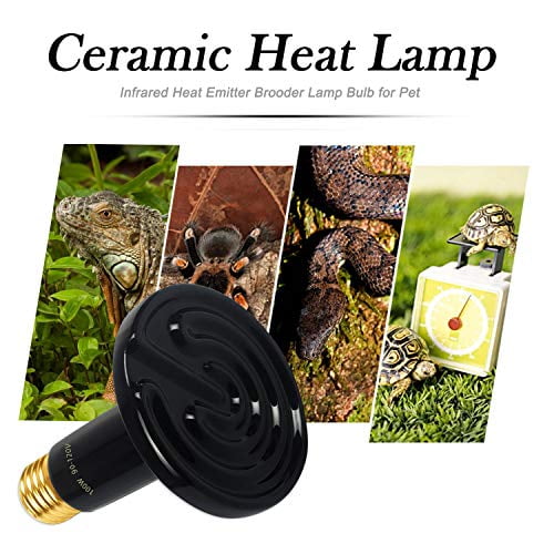 100W Ceramic Heat Lamp Bulb Infrared Reptile Heat Emitter Heater Lamps Bulbs for Pet Brooder Coop Chicken Lizard Bearded Dragon Turtle Snake Aquarium 80W No Light No Harm OMAYKEY 75W 