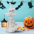thumbnail image 3 of BadPiggies Cracker Barrel Ghost Witch Messenger with LED Lantern Ghost Statue Ornament Halloween Decorations (White), 3 of 8
