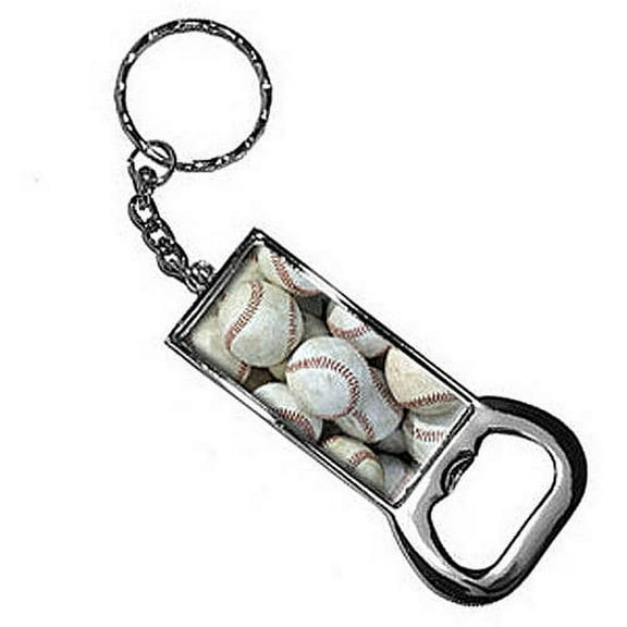Baseballs Baseball Balls Keychain Key Chain Ring Bottle Bottlecap Opener