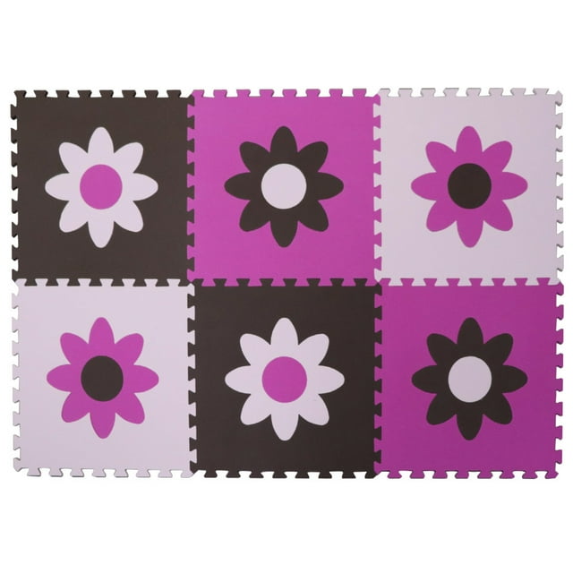 Piso Foamy - Bebés y Niñas - Decoración- 1.5m2 - Tapete acolchonado Rompecabezas Area de Juegos Iinfantiles - MAGIC Livingreen Piso Foamy Magic/Diseño de Flores/Tipo Rompecabezas 1.5 m2