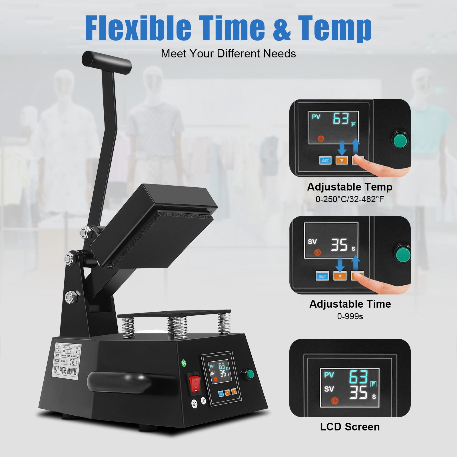 Peakora Portable Manual Hot Press Machine 450w Multifunctional Iron and Aluminum Hot Stamping Machine Heating Press Machine with 4.7*4.7in Heating Pad and Lcd Hp230c