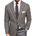 thumbnail image 3 of Chaqueta de traje a cuadros para hombre, corte entallado, cuello de solapa, vestido formal, fiesta, graduación, trajes casuales para hombres y niños, el mismo color que la imagen L, 3 of 5