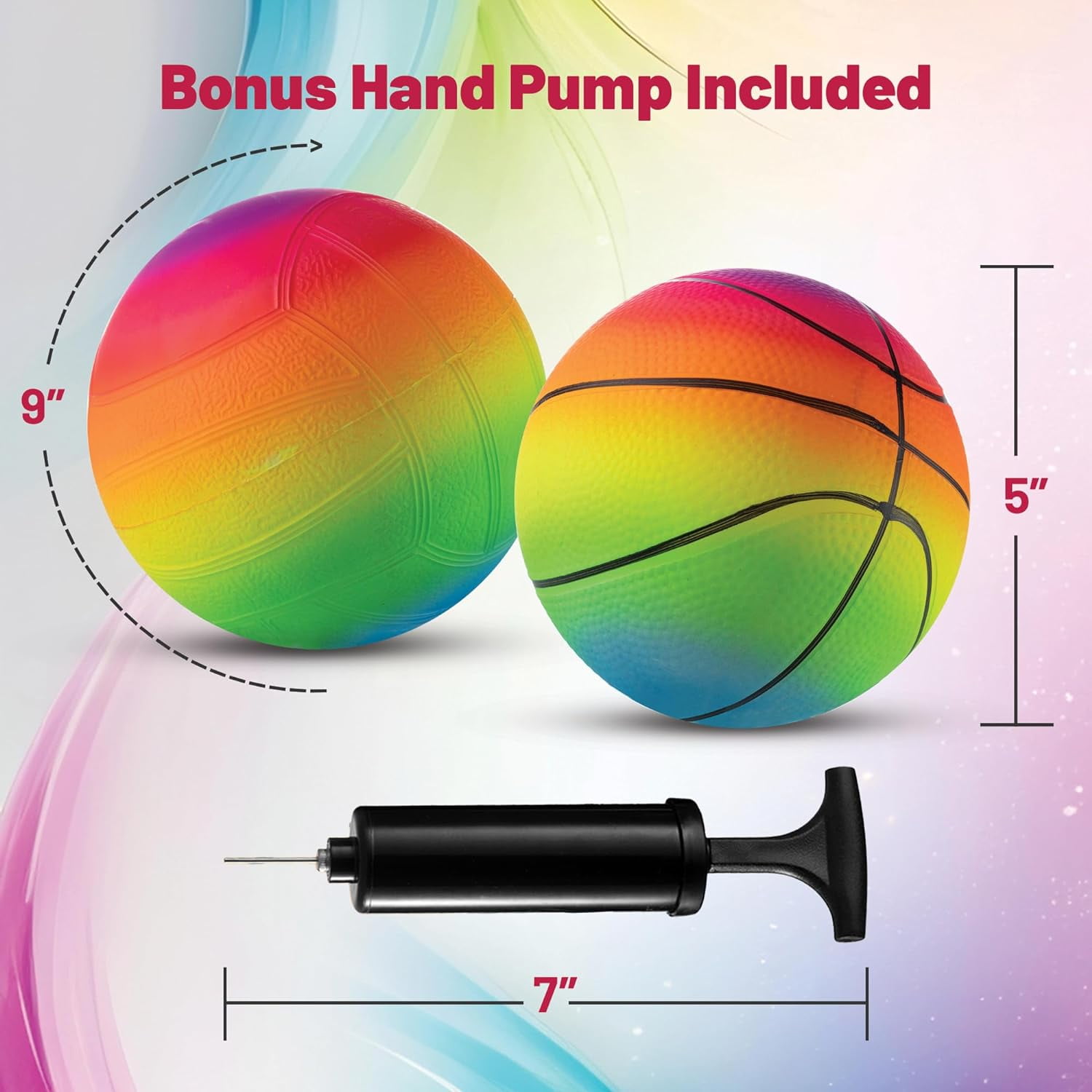 Sports Balls For Kids & Toddlers - (Pack of 4) 5-inch Sports Balls Set Includes Basketball, Small Soccer Ball, and Playground Balls, Fun Indoors & Outdoor Toys (hand Pump Included)