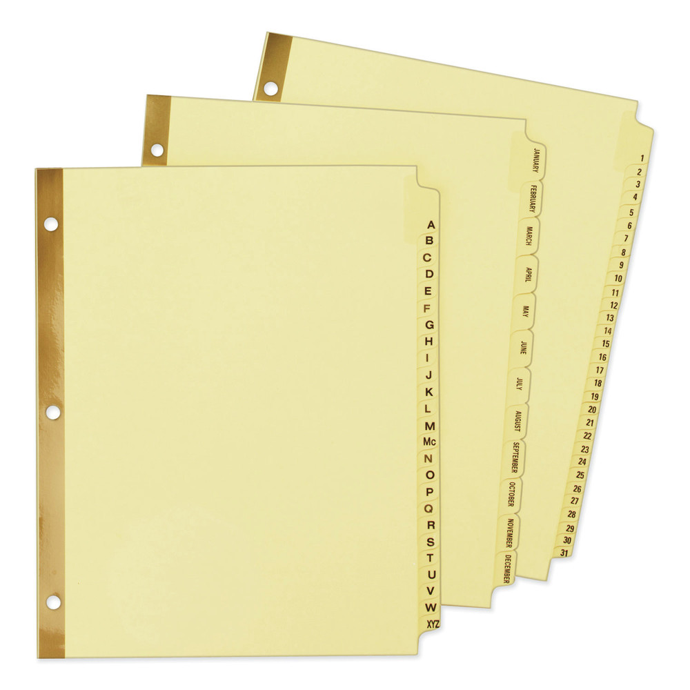 Avery 11306 Preprinted Laminated Tab Dividers W/gold Reinforced Binding Edge, 25-Tab, Letter