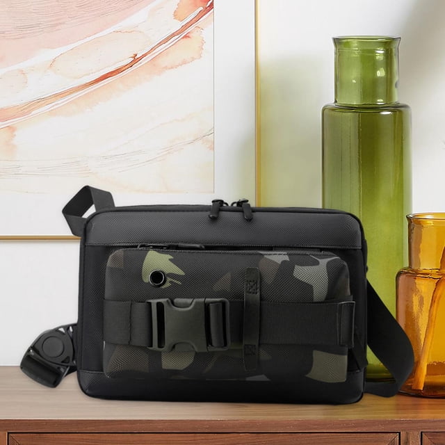 Bolso de Pecho Fernando Cruzado Ajustable para Hombre Camuflaje Negro y Verde
