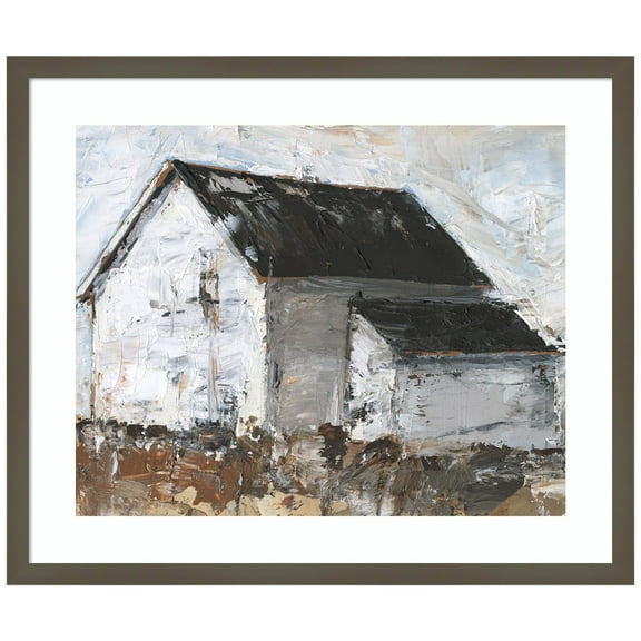 Amanti Art Abstracted Barn Scene II Wood Framed Wall Art Print