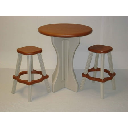 Leisure Accents Patio Table Set with Four Barstools - Warm Grey Base with Redwood Accents - Perfect for Patio and Outdoor Spaces. Hardware Free Easy Assembly. Proudly Made in USA