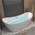 thumbnail image 4 of JERFIT 59 Inch Gloss White Acrylic Freestanding Bathtub with Chrome Overflow Drain, Modern Soaking Tub for Bathroom, 4 of 10